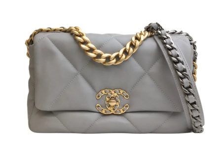 Chanel 19 Flap Small 21B Grey Lambskin Hot on Sale