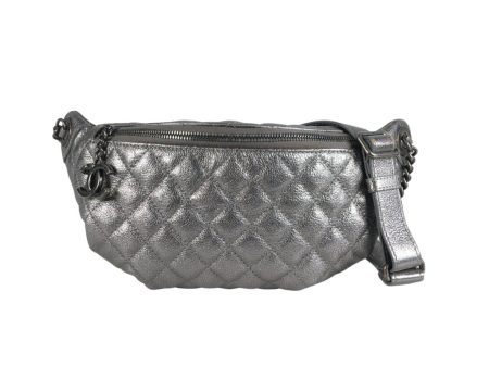 Chanel 15A Belt Bag Metallic Silver Calfskin Cheap